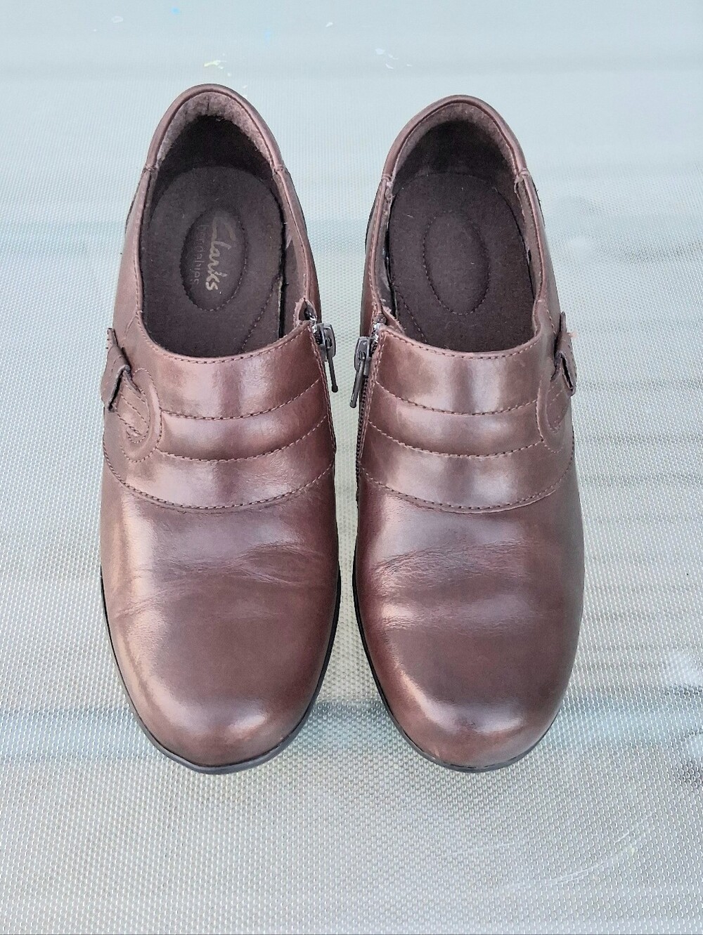 Clarks Ingalls Twist Dark Brown Leather Comfort Heeled Loafers Women's 9 M